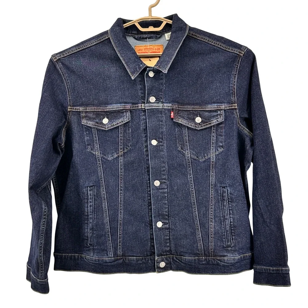 Levi Strauss Co Mens XL Trucker Jacket Dark Wash Denim XL NEW W/TAGS! - Picture 2 of 13